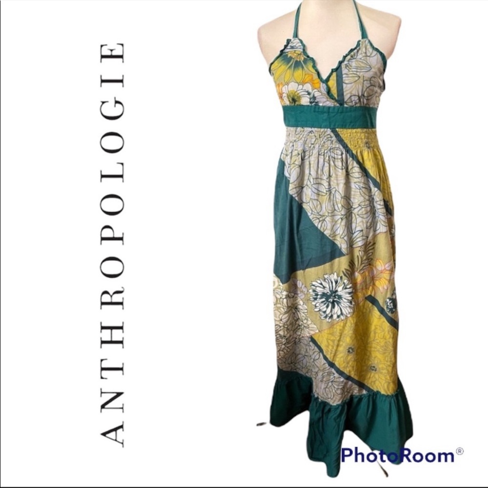 👗 ANTHROPOLOGIE halter maxi dress